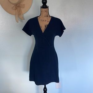 Blue Faux Wrap Dress